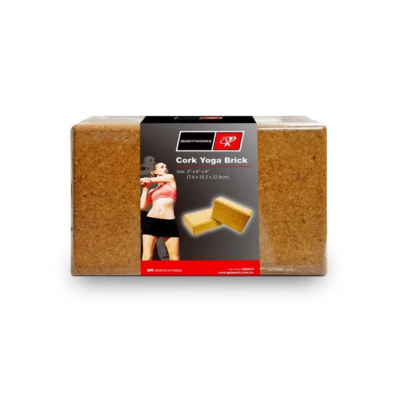 BODYWORX CORK YOGA BLOCK (3” X 6” X 9”) Musclemania Fitness MegaStore