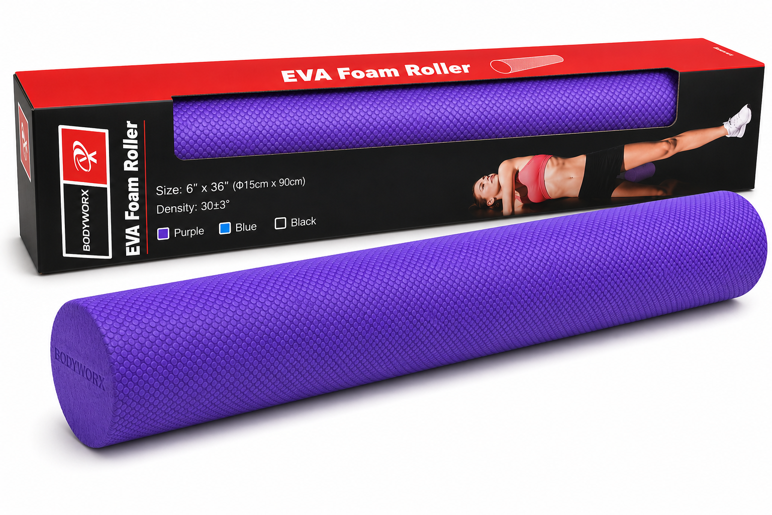 Bodyworx EVA Foam Roller 90cm Purple | Muscle Recovery & Mobility Roller