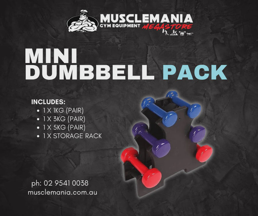 Mini Vinyl Dumbbell Package | 1kg, 3kg & 5kg Set with Rack