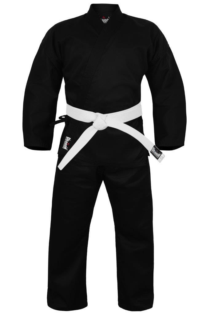 DRAGON BLACK KARATE UNIFORM 8OZ | LIGHTWEIGHT KARATE GI FOR TRAINING & GRADING