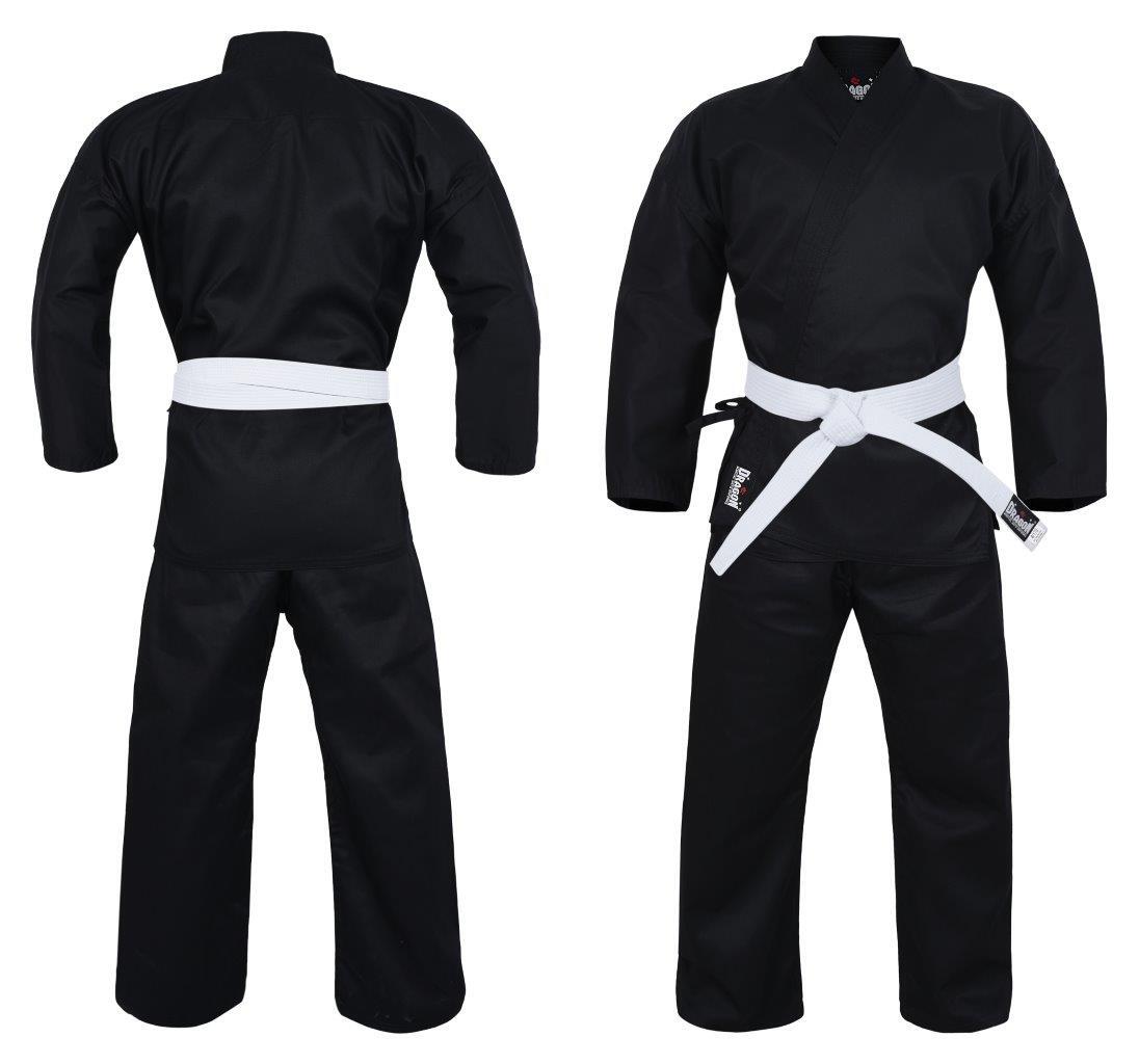 DRAGON BLACK KARATE UNIFORM 8OZ | LIGHTWEIGHT KARATE GI FOR TRAINING & GRADING