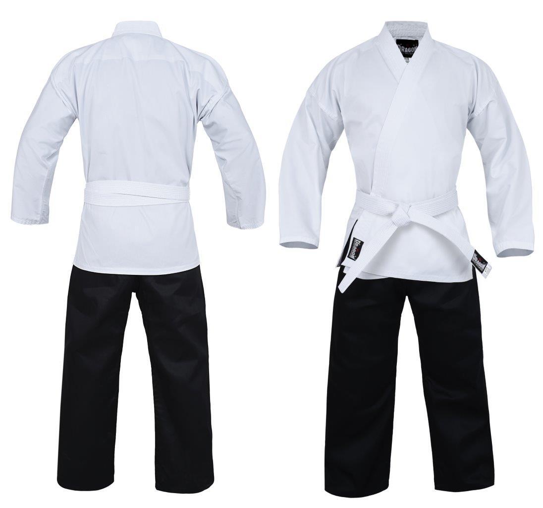 DRAGON KARATE SALT & PEPPER UNIFORM 8OZ | LIGHTWEIGHT KARATE GI FOR TRAINING & GRADING