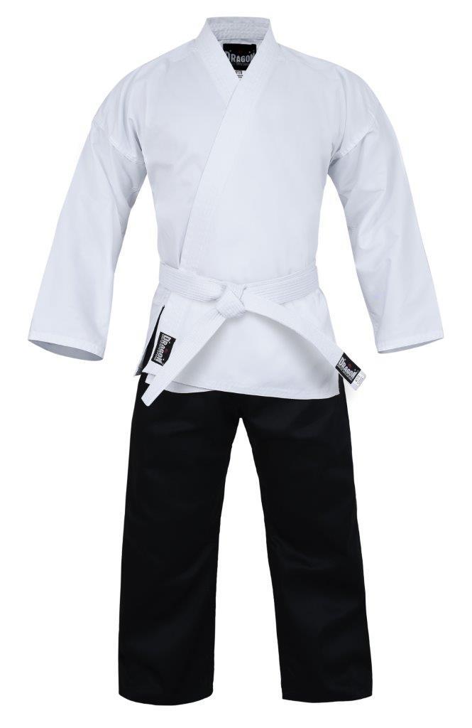 DRAGON KARATE SALT & PEPPER UNIFORM 8OZ | LIGHTWEIGHT KARATE GI FOR TRAINING & GRADING