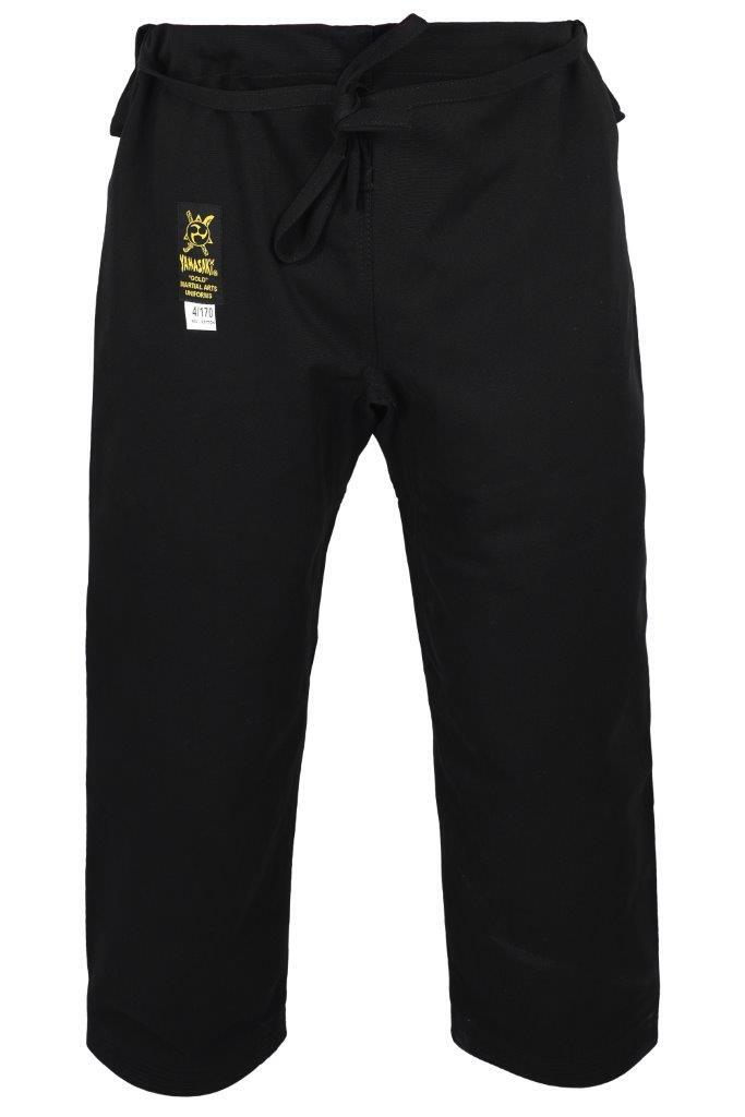 YAMASAKI GOLD CANVAS KARATE PANTS BLACK 14OZ | HEAVYWEIGHT MARTIAL ARTS TRAINING TROUSERS