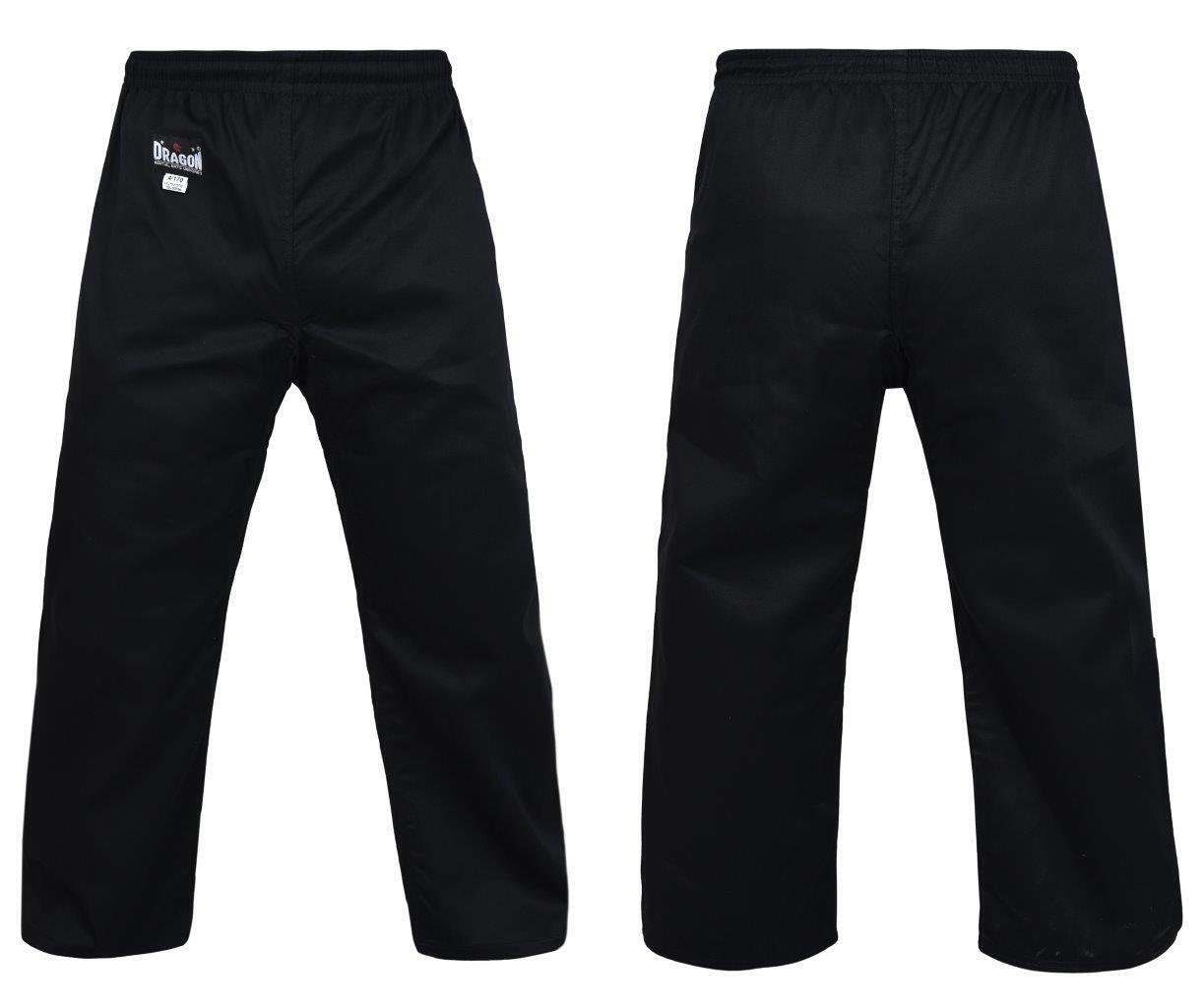 DRAGON BLACK GI PANTS 8OZ | LIGHTWEIGHT MARTIAL ARTS TRAINING TROUSERS