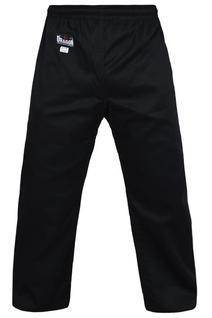 DRAGON BLACK GI PANTS 8OZ | LIGHTWEIGHT MARTIAL ARTS TRAINING TROUSERS