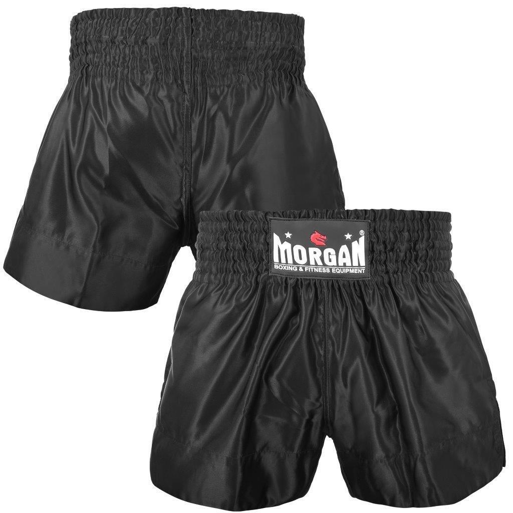 Muay Thai Shorts Black | Morgan Satin Thai Boxing Training Shorts