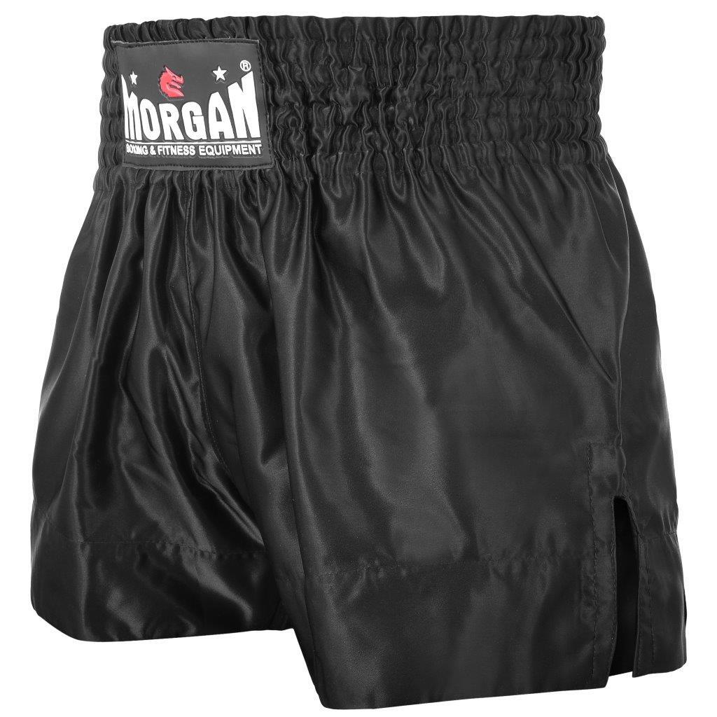 Muay Thai Shorts Black | Morgan Satin Thai Boxing Training Shorts