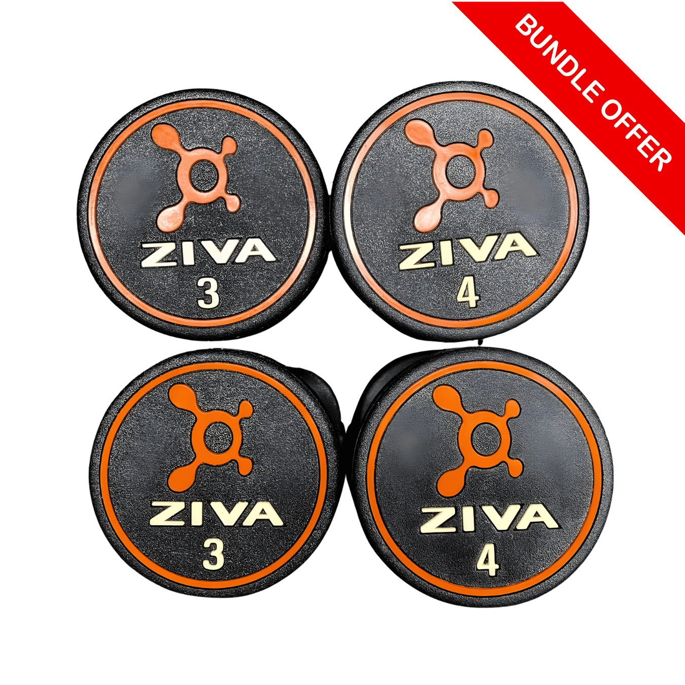 Ziva Premium Orange Dumbbells Set Clearance Package | 12 Pair Bundle