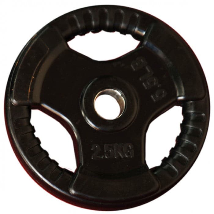 RUBBER COATED TRI-GRIP WEIGHT PLATES (For 28mm Standard Bars) Home Gym Plates - Sold in Pairs