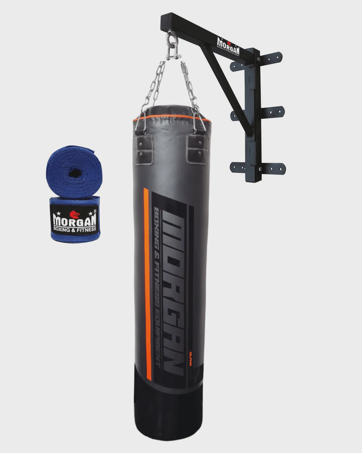 Advanced Boxing Package | 5ft Morgan Punch Bag, Folding Wall Bracket & Hand Wraps