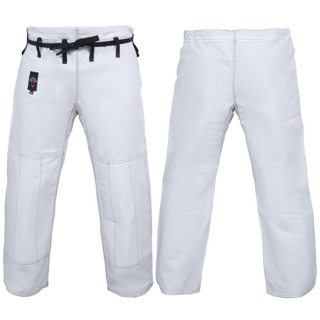 DRAGON FIGHT WEAR COMPETITION BJJ PANTS (WHITE) | DURABLE BRAZILIAN JIU-JITSU TRAINING TROUSERS