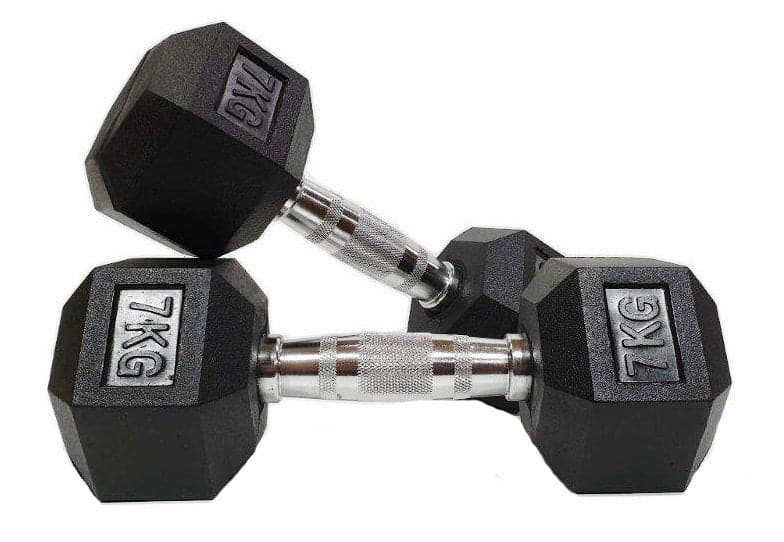 Rubber Coated Hex Dumbbells | Class A Commercial Grade Pairs 1kg–60kg