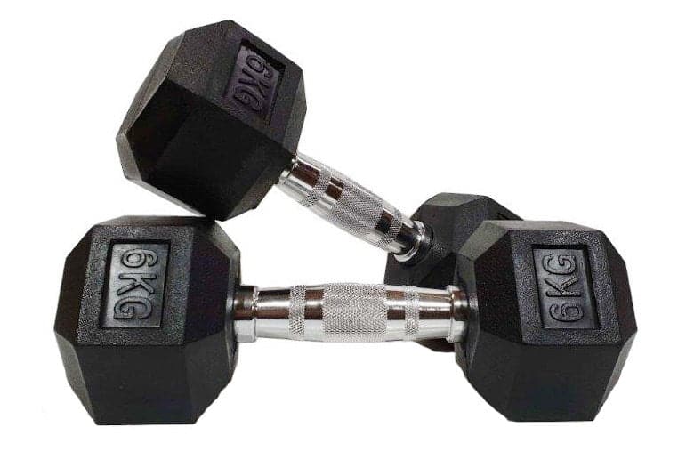 Rubber Coated Hex Dumbbells | Class A Commercial Grade Pairs 1kg–60kg