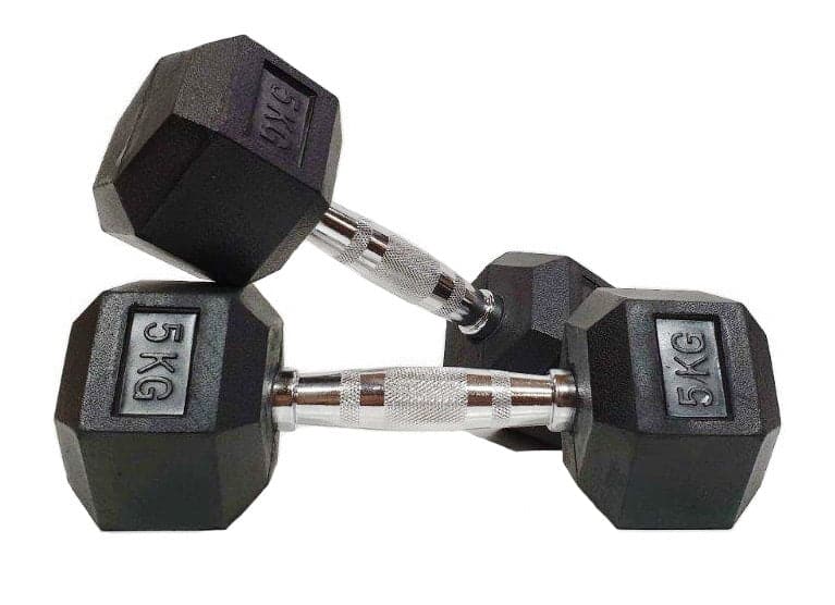 Rubber Coated Hex Dumbbells | Class A Commercial Grade Pairs 1kg–60kg