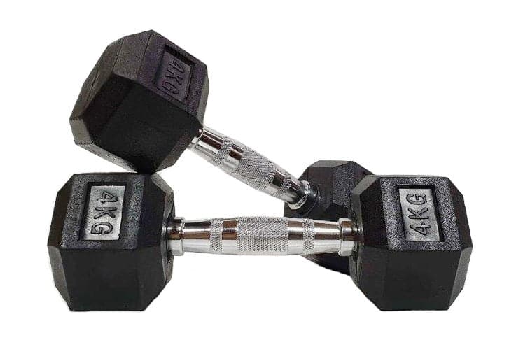 Rubber Coated Hex Dumbbells | Class A Commercial Grade Pairs 1kg–60kg