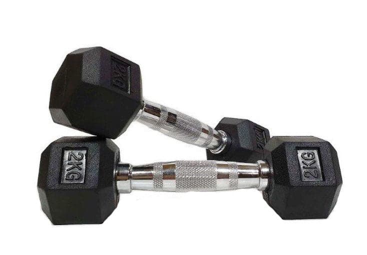 Rubber Coated Hex Dumbbells | Class A Commercial Grade Pairs 1kg–60kg