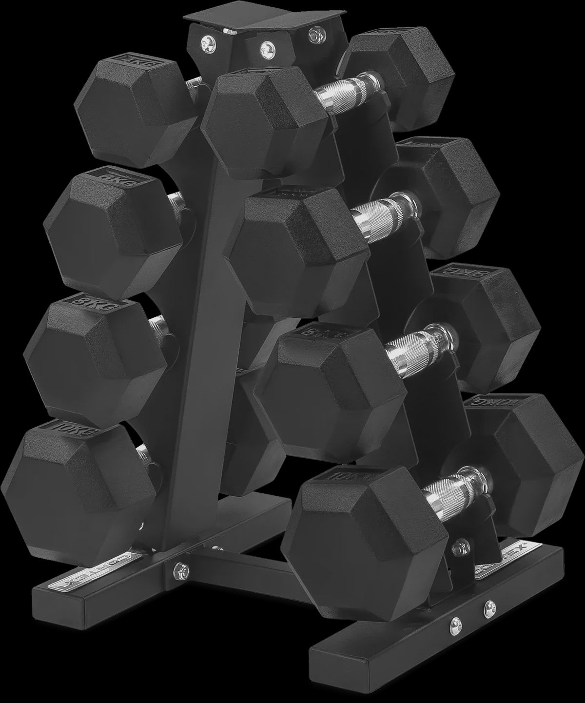 Hex Dumbbell Set 4kg–10kg with Stand | 4 Pair Rubber Hex Package