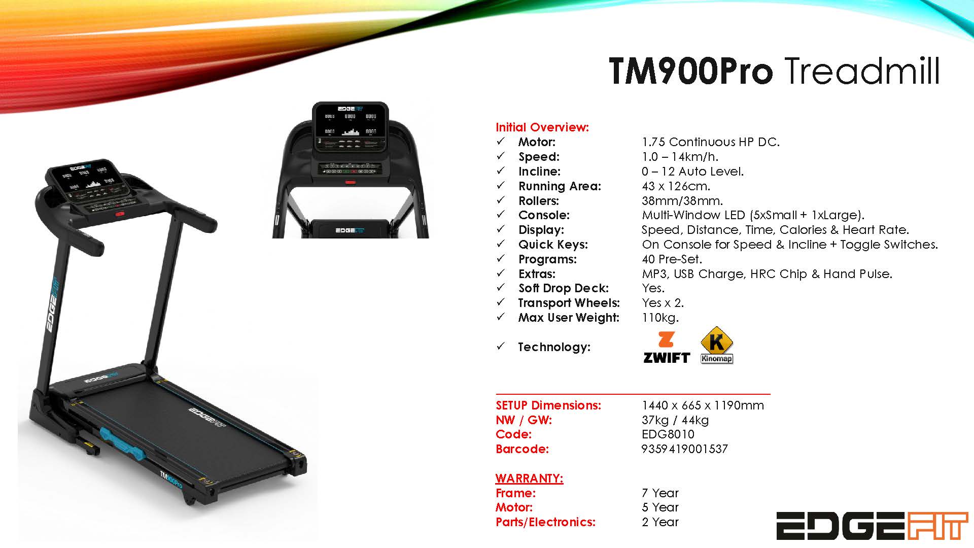 Edgefit TM900 PRO Treadmill | New 2026 Model - SALE ENDS 30th JUNE!