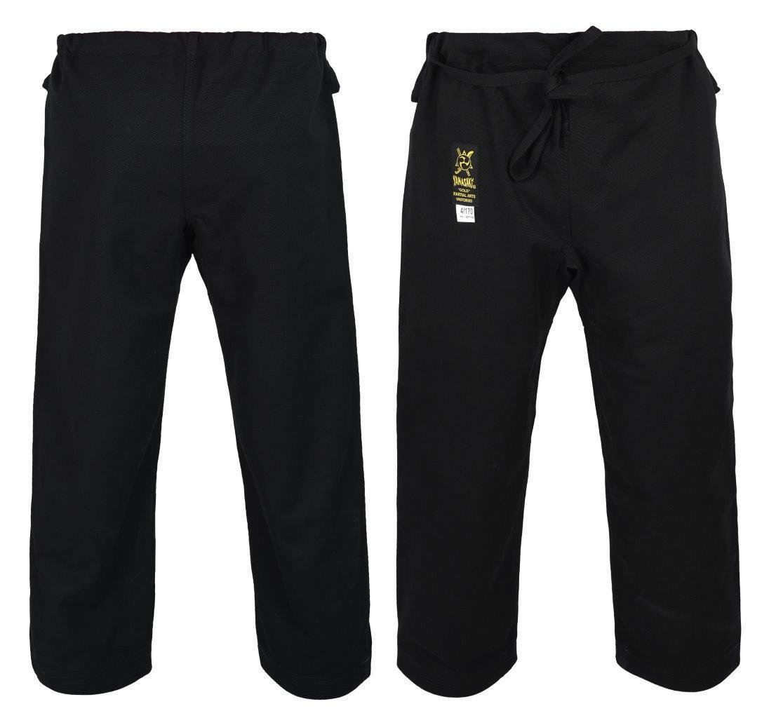YAMASAKI GOLD CANVAS KARATE PANTS BLACK 14OZ | HEAVYWEIGHT MARTIAL ARTS TRAINING TROUSERS