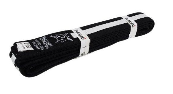 YAMASAKI COLOURED MARTIAL ARTS BELTS WITH WHITE STRIPE | KARATE, BJJ & TAEKWONDO RANK BELTS