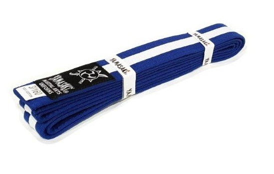 YAMASAKI COLOURED MARTIAL ARTS BELTS WITH WHITE STRIPE | KARATE, BJJ & TAEKWONDO RANK BELTS