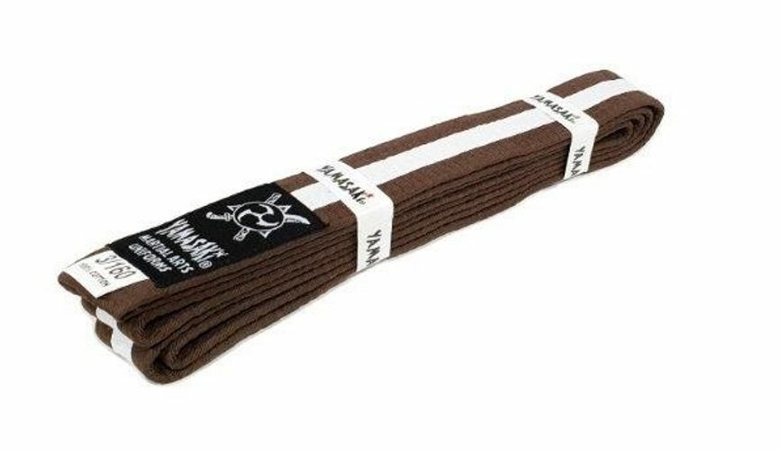 YAMASAKI COLOURED MARTIAL ARTS BELTS WITH WHITE STRIPE | KARATE, BJJ & TAEKWONDO RANK BELTS