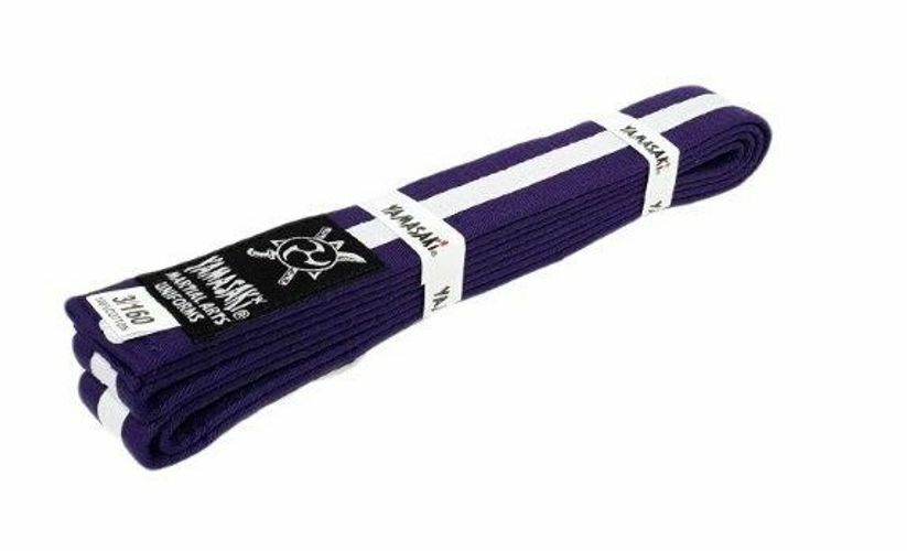 YAMASAKI COLOURED MARTIAL ARTS BELTS WITH WHITE STRIPE | KARATE, BJJ & TAEKWONDO RANK BELTS