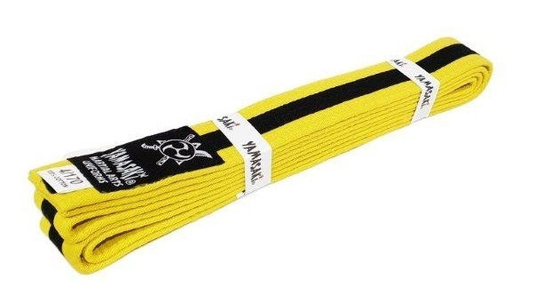 YAMASAKI COLOURED MARTIAL ARTS BELTS WITH BLACK STRIPE | KARATE, BJJ & TAEKWONDO RANK BELTS