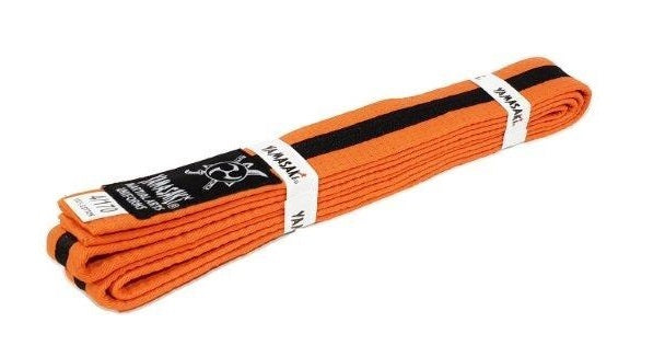 YAMASAKI COLOURED MARTIAL ARTS BELTS WITH BLACK STRIPE | KARATE, BJJ & TAEKWONDO RANK BELTS