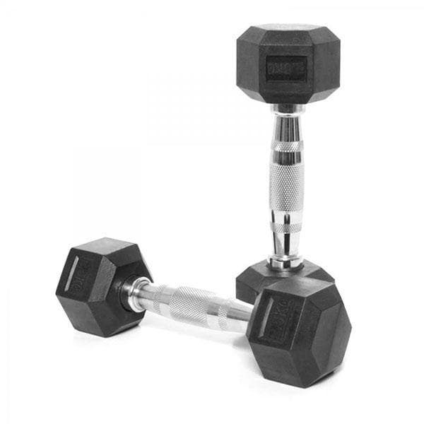 Rubber Coated Hex Dumbbells | Class A Commercial Grade Pairs 1kg–60kg