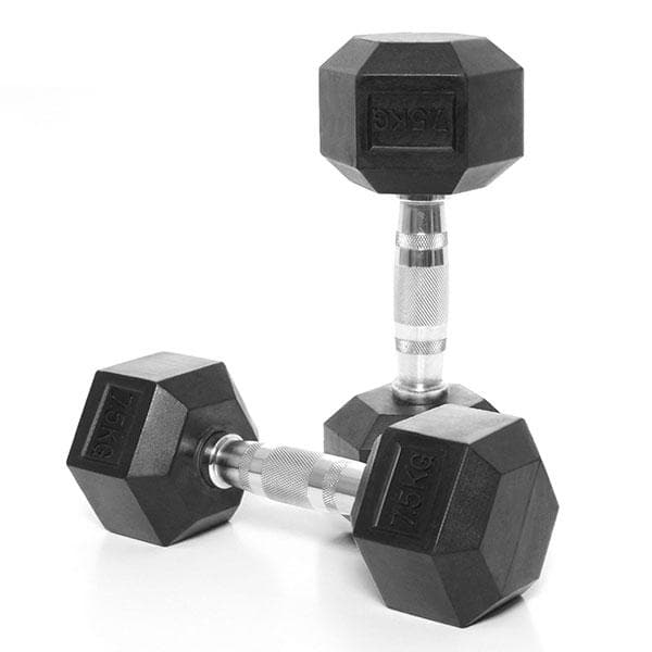 Rubber Coated Hex Dumbbells | Class A Commercial Grade Pairs 1kg–60kg