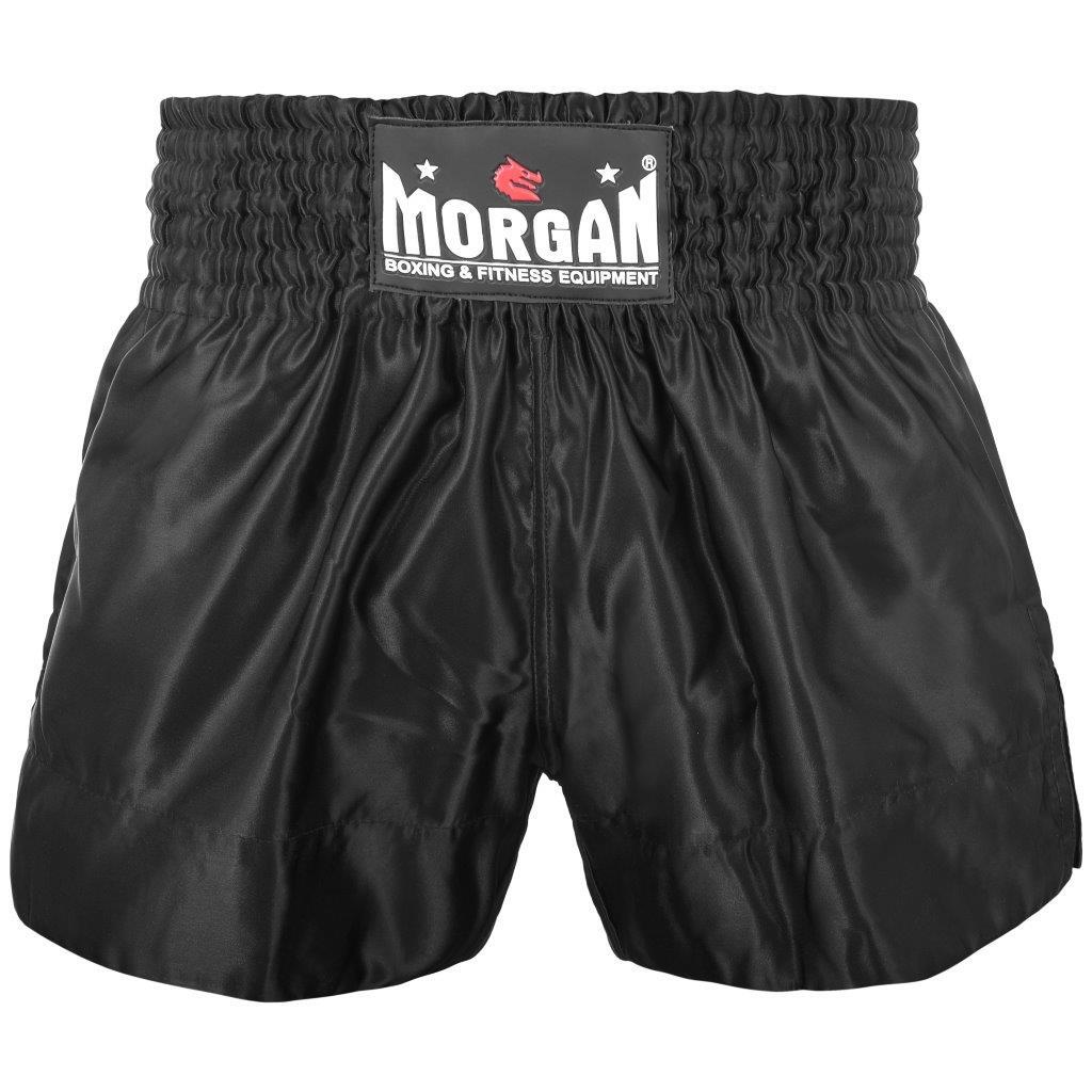 Muay Thai Shorts Black | Morgan Satin Thai Boxing Training Shorts
