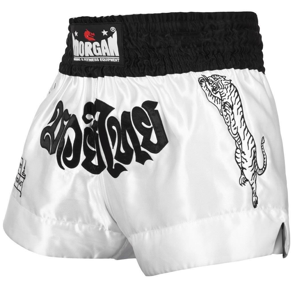 Morgan V2 White Tiger Muay Thai Shorts | Traditional Thai Fight Shorts