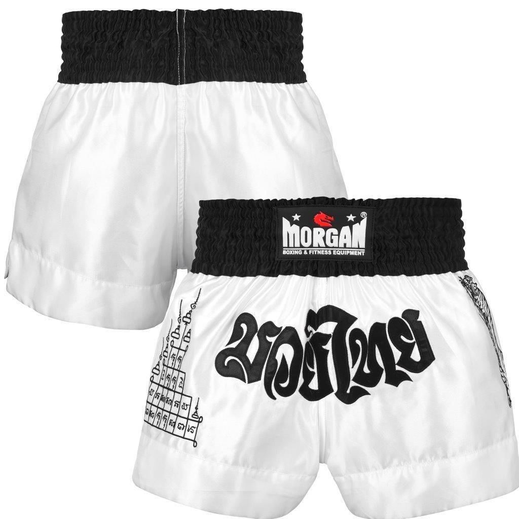 Morgan V2 White Tiger Muay Thai Shorts | Traditional Thai Fight Shorts