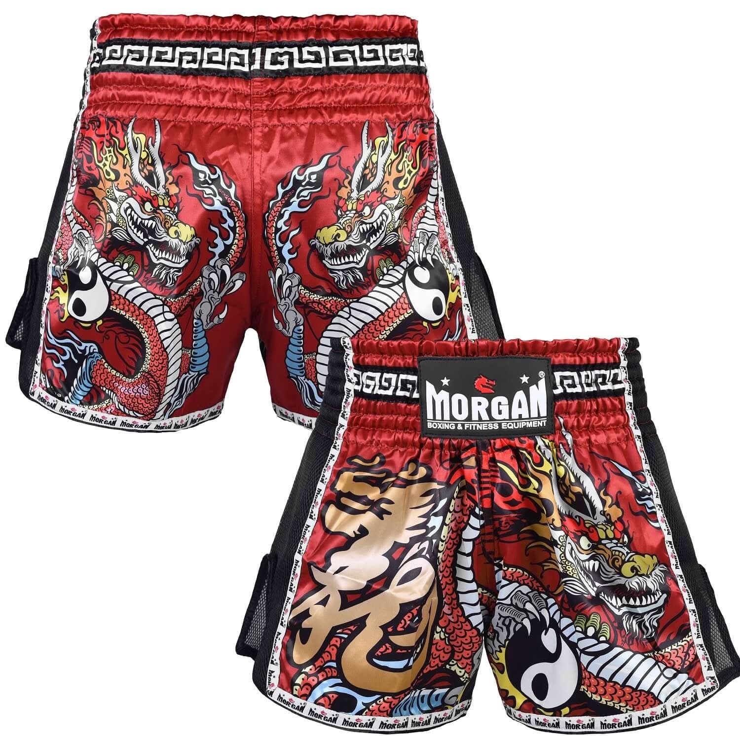 Morgan Red Dragon Muay Thai Shorts | Satin Thai Fight Shorts