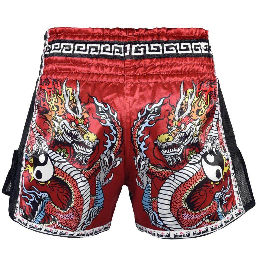 Morgan Red Dragon Muay Thai Shorts | Satin Thai Fight Shorts