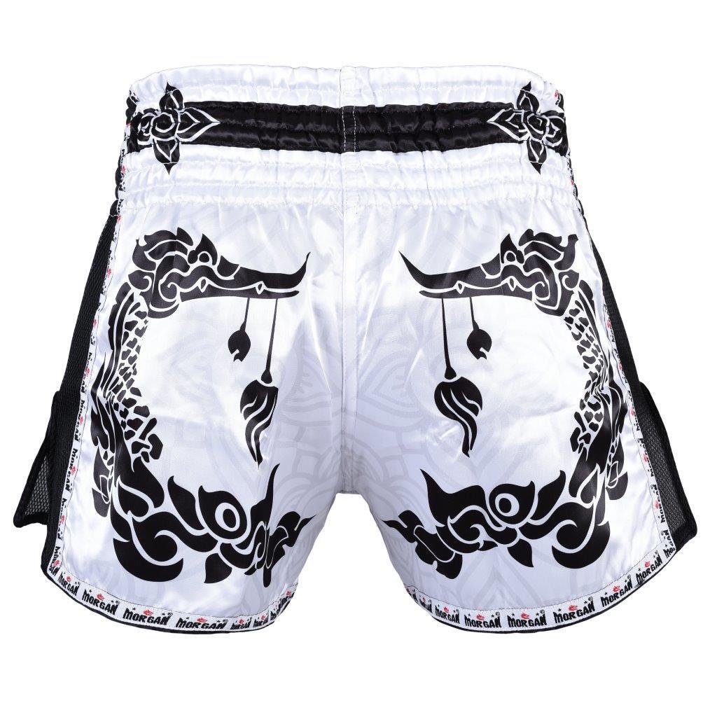 Morgan White Dragon Muay Thai Shorts | Satin Thai Cut Fight Shorts