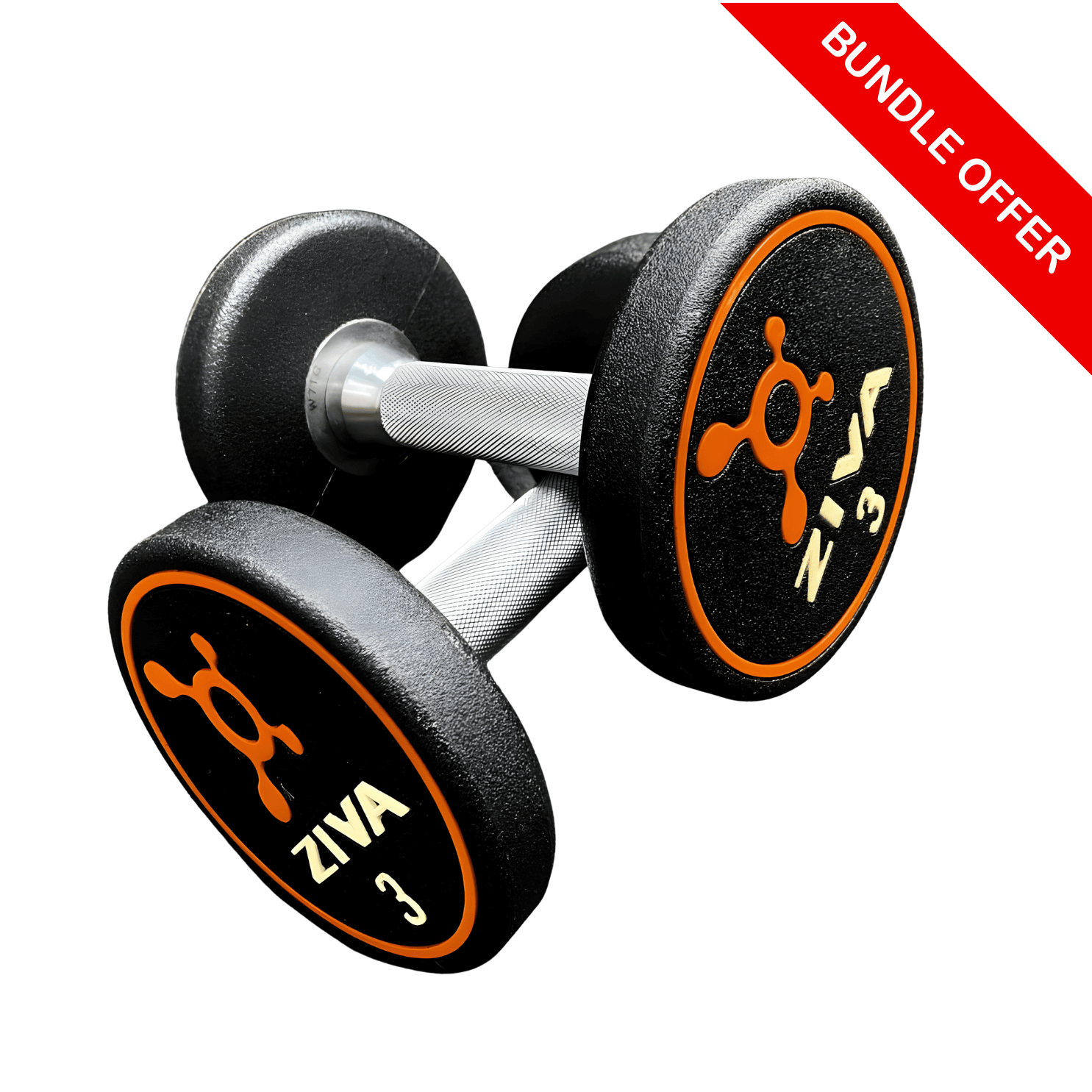 Ziva Premium Orange Dumbbells Set Clearance Package | 12 Pair Bundle