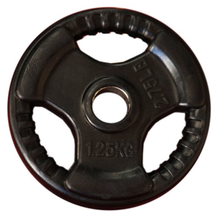 RUBBER COATED TRI-GRIP WEIGHT PLATES (For 28mm Standard Bars) Home Gym Plates - Sold in Pairs