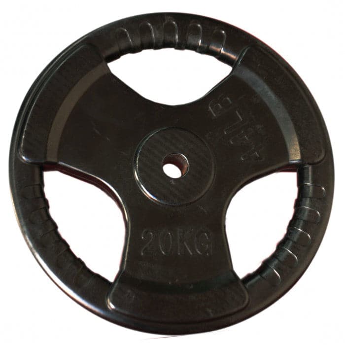 RUBBER COATED TRI-GRIP WEIGHT PLATES (For 28mm Standard Bars) Home Gym Plates - Sold in Pairs
