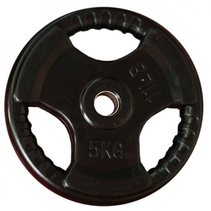 RUBBER COATED TRI-GRIP WEIGHT PLATES (For 28mm Standard Bars) Home Gym Plates - Sold in Pairs